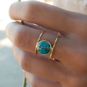 🎉 HP! NEW Gold Double Layer Copper Turquoise Ring